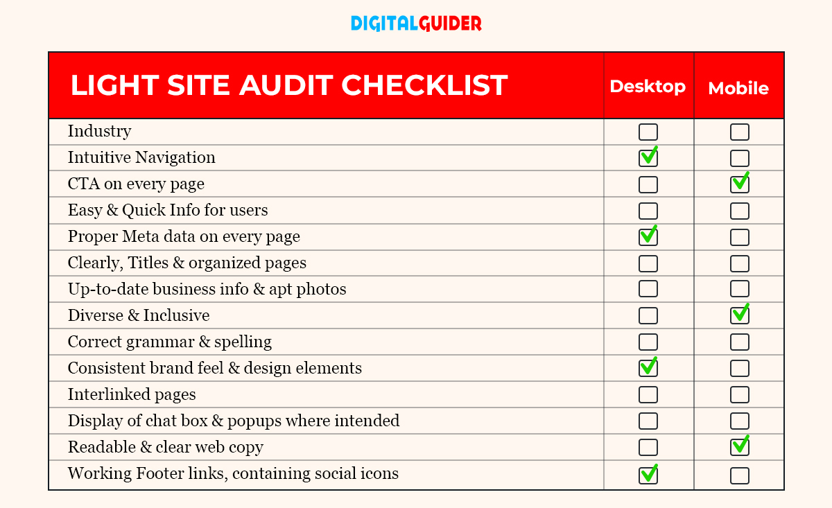 Light Website Audit Checklist